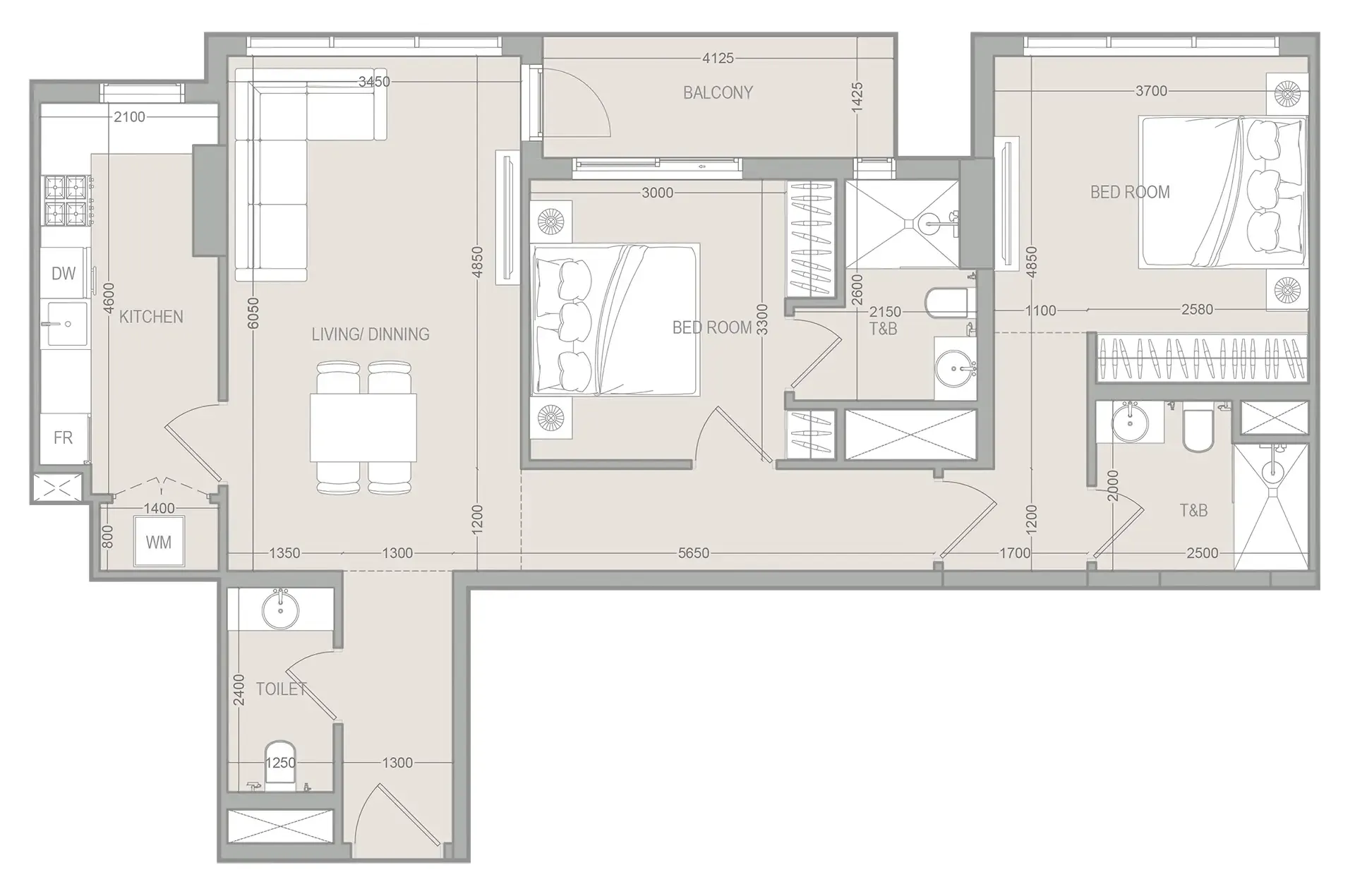 2 bedroom layout