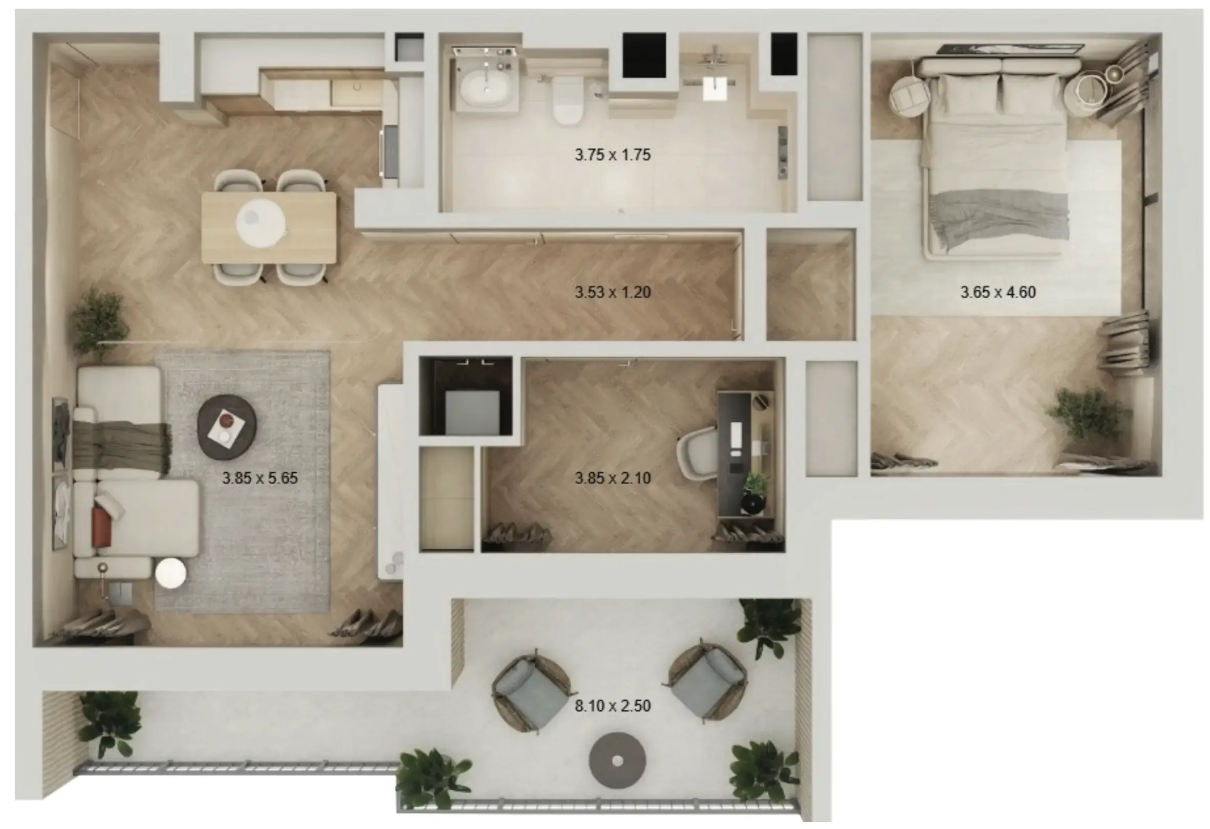 1 bedroom layout