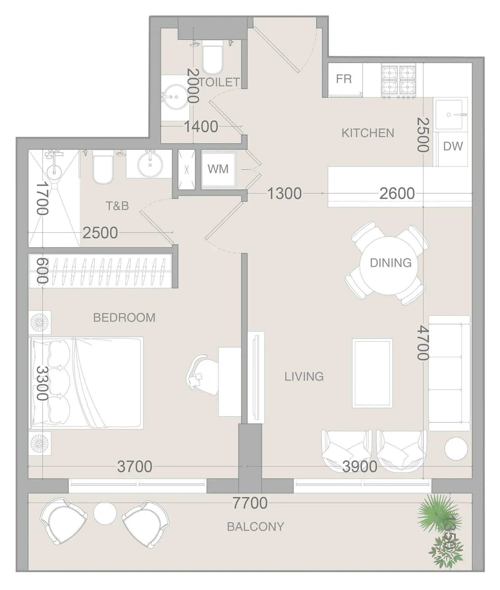 1 bedroom layout