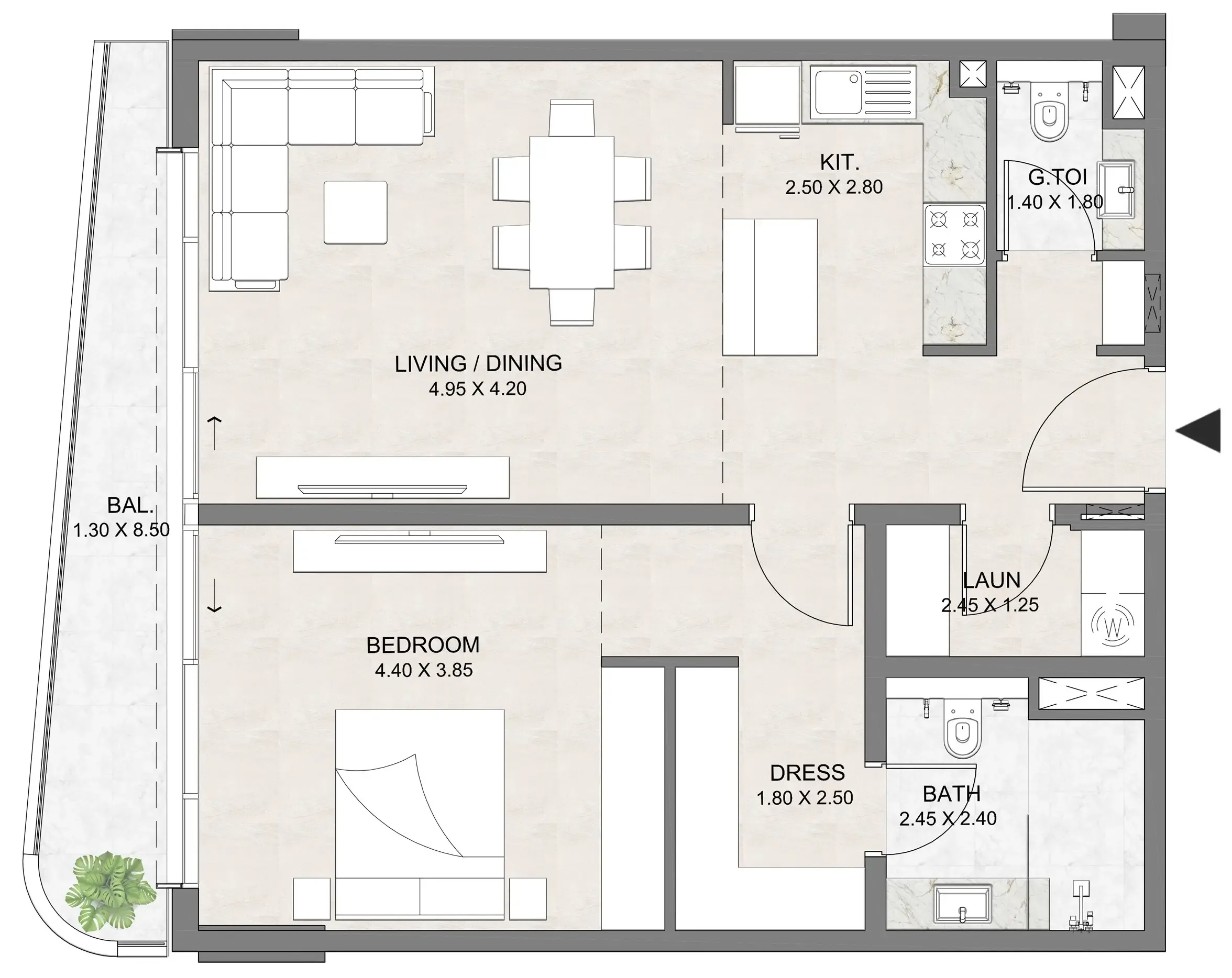 1 bedroom layout
