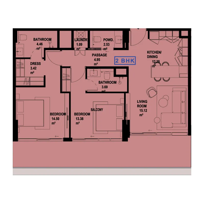 2 bedroom layout