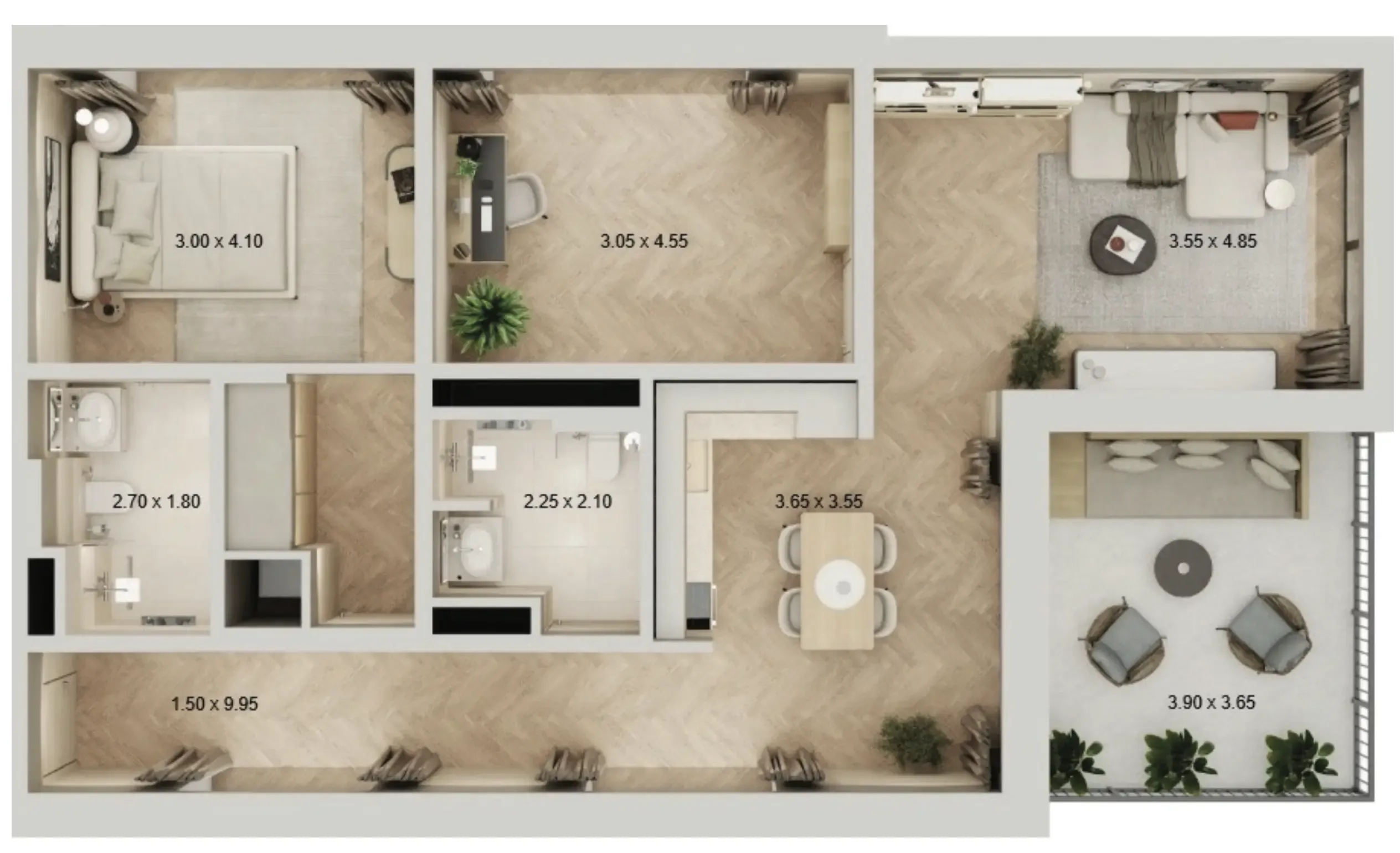 1 bedroom layout