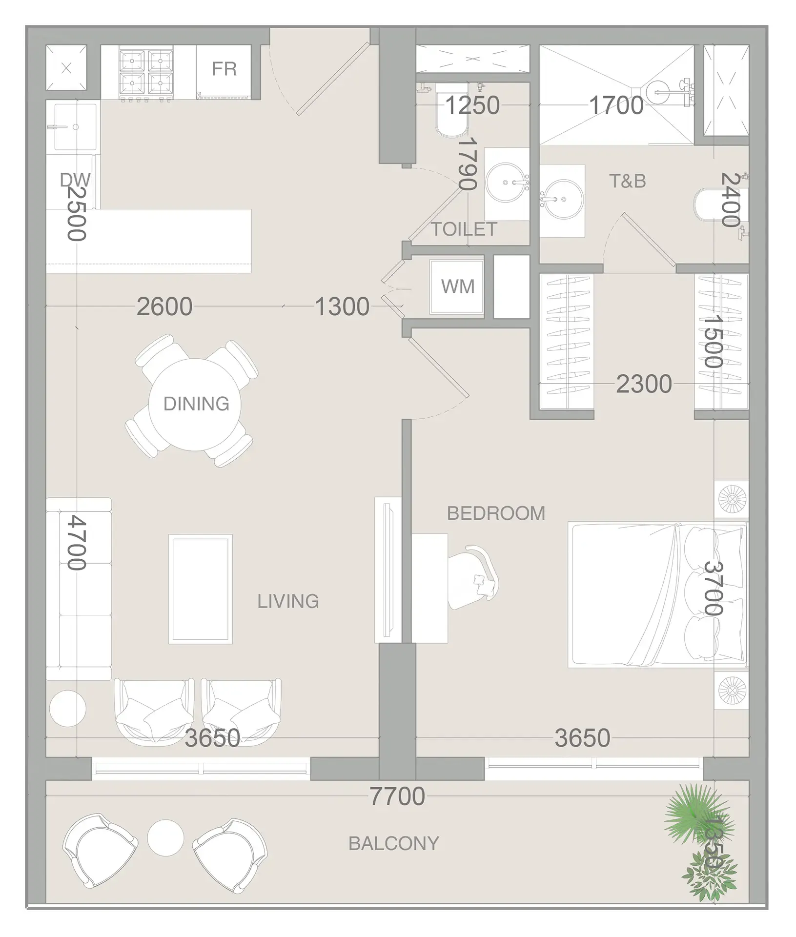 1 bedroom layout