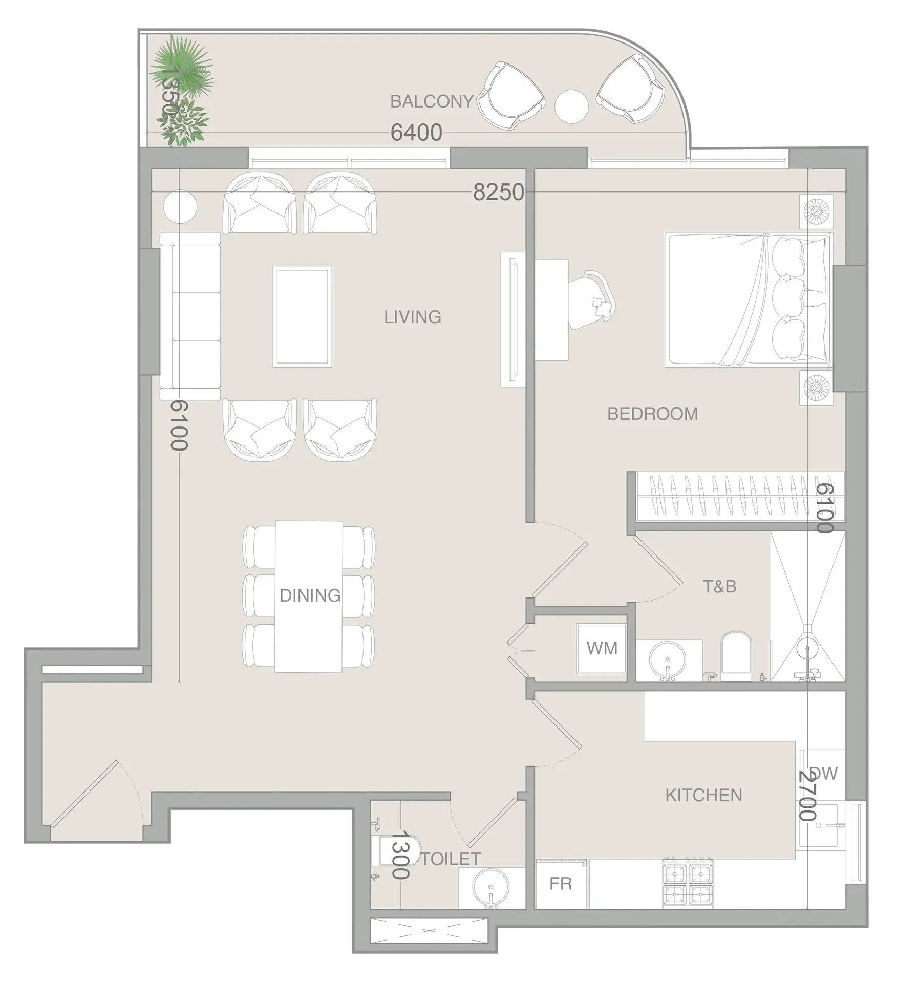 1 bedroom layout