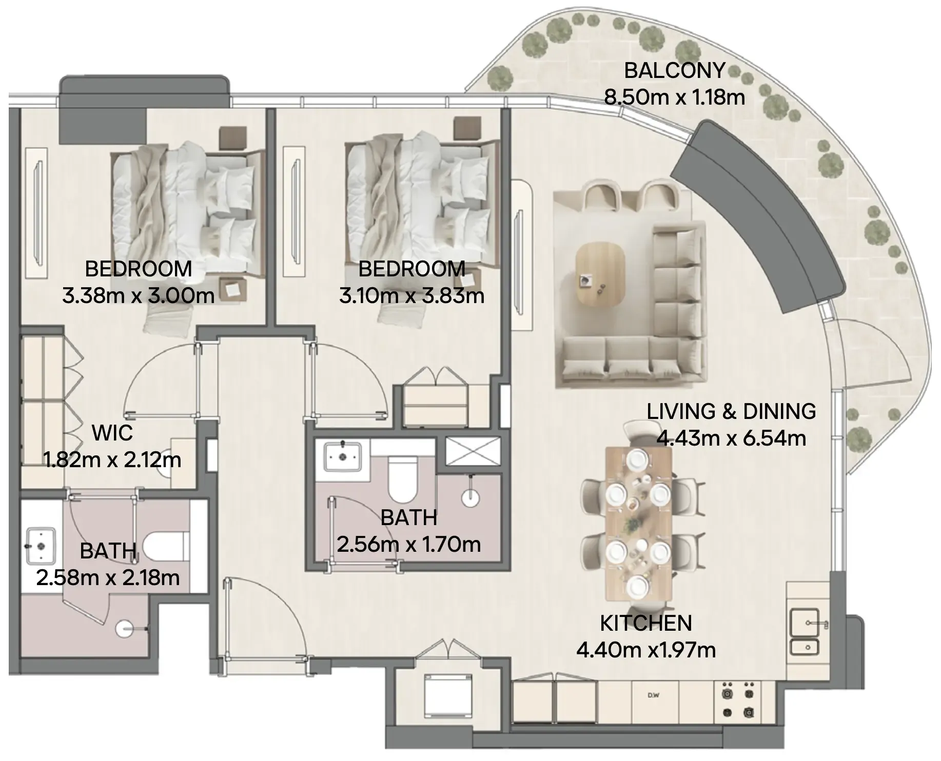 2 bedroom layout