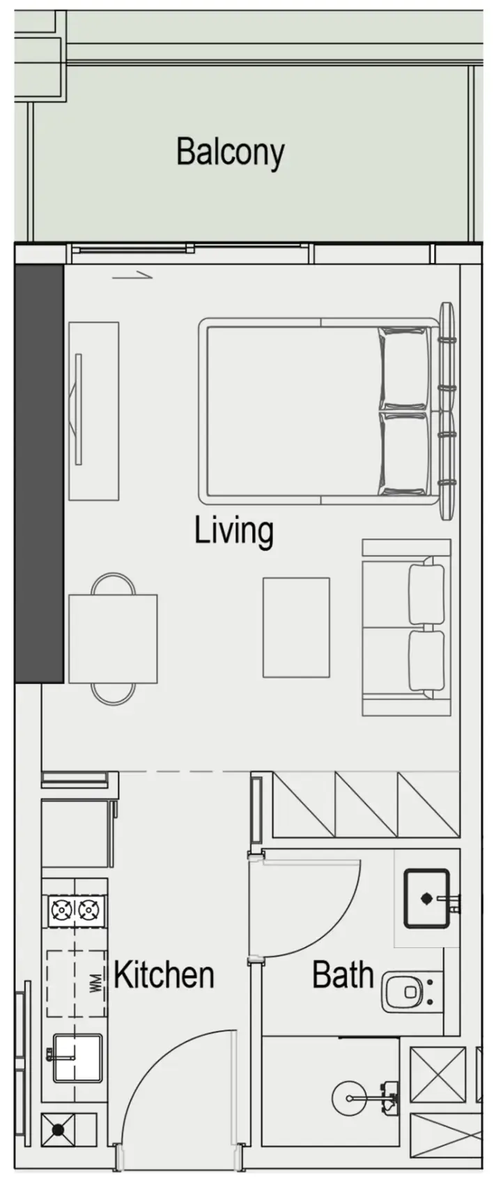 0 bedroom layout