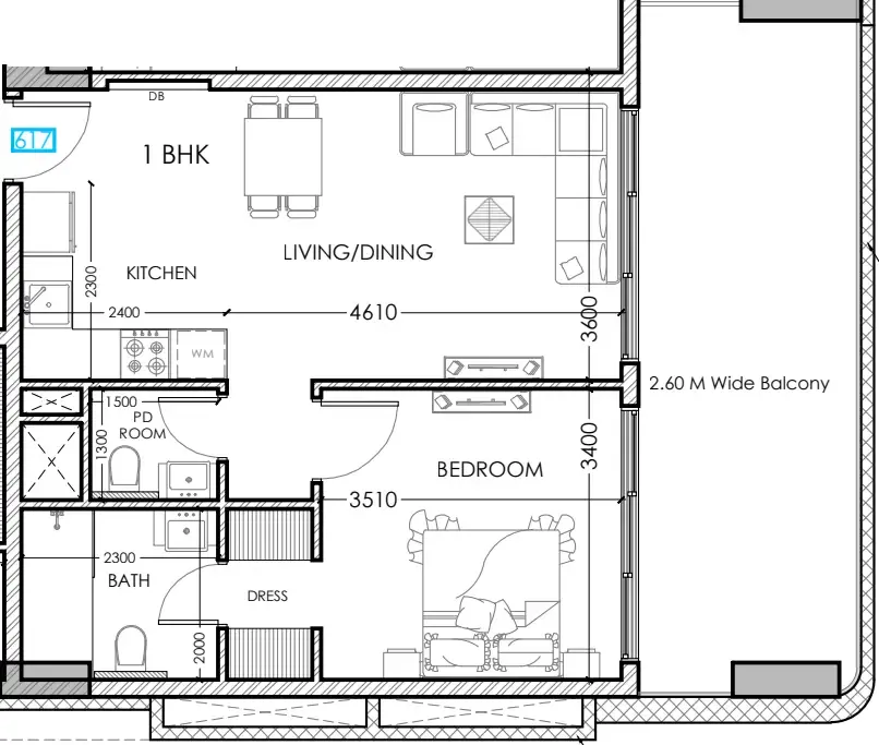 1 bedroom layout
