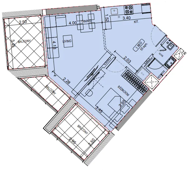 1 bedroom layout