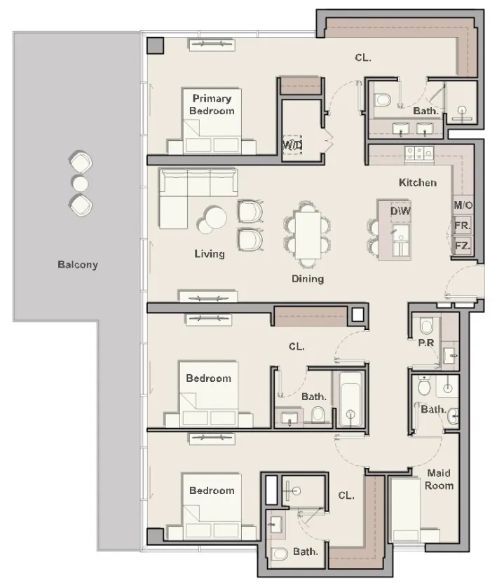 3 bedroom layout