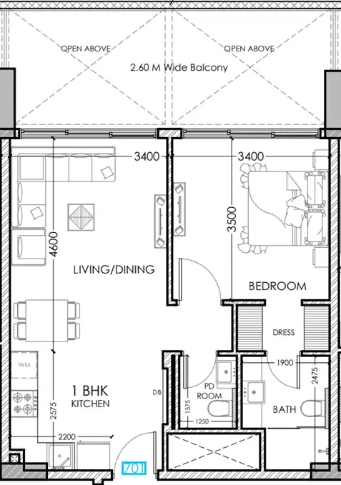 1 bedroom layout