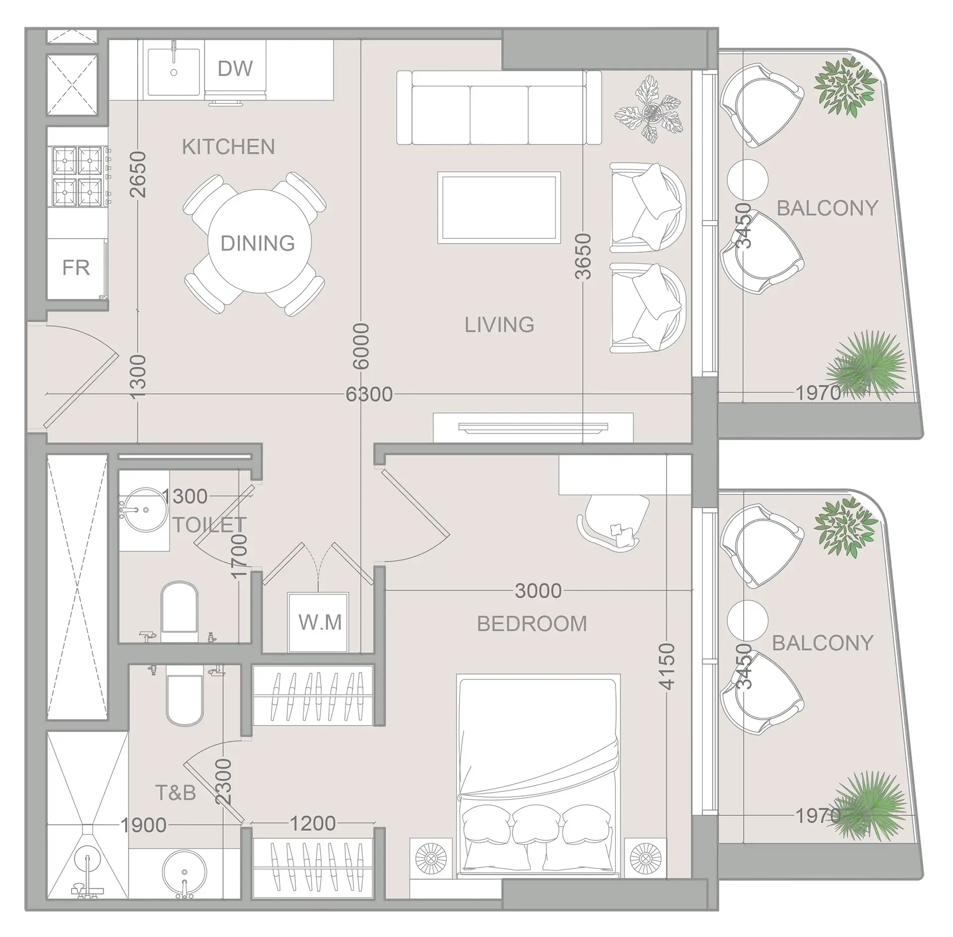 1 bedroom layout