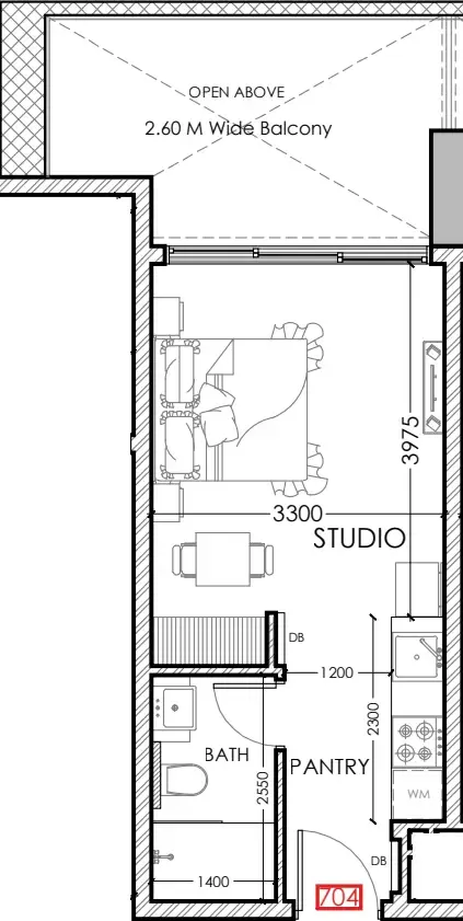 0 bedroom layout