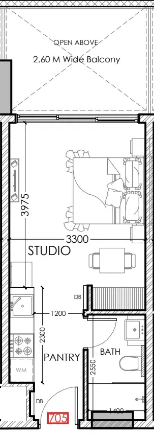 0 bedroom layout