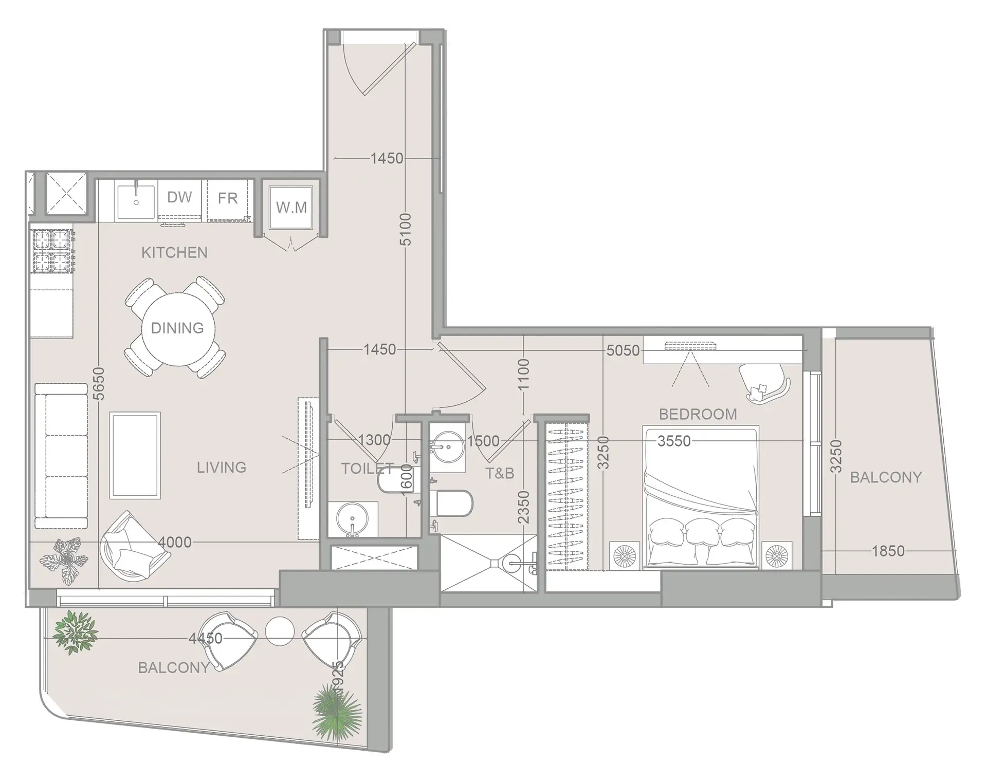 1 bedroom layout