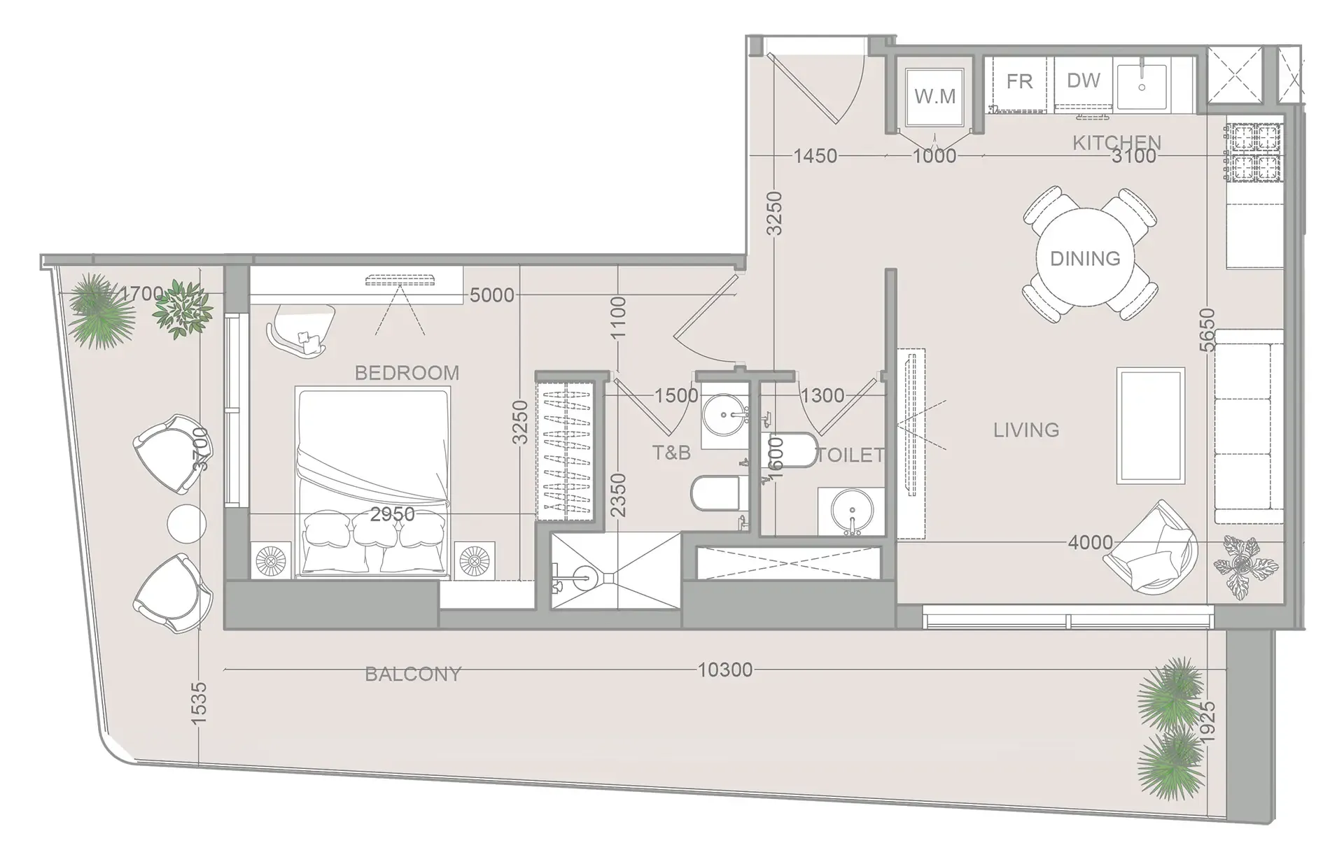 1 bedroom layout