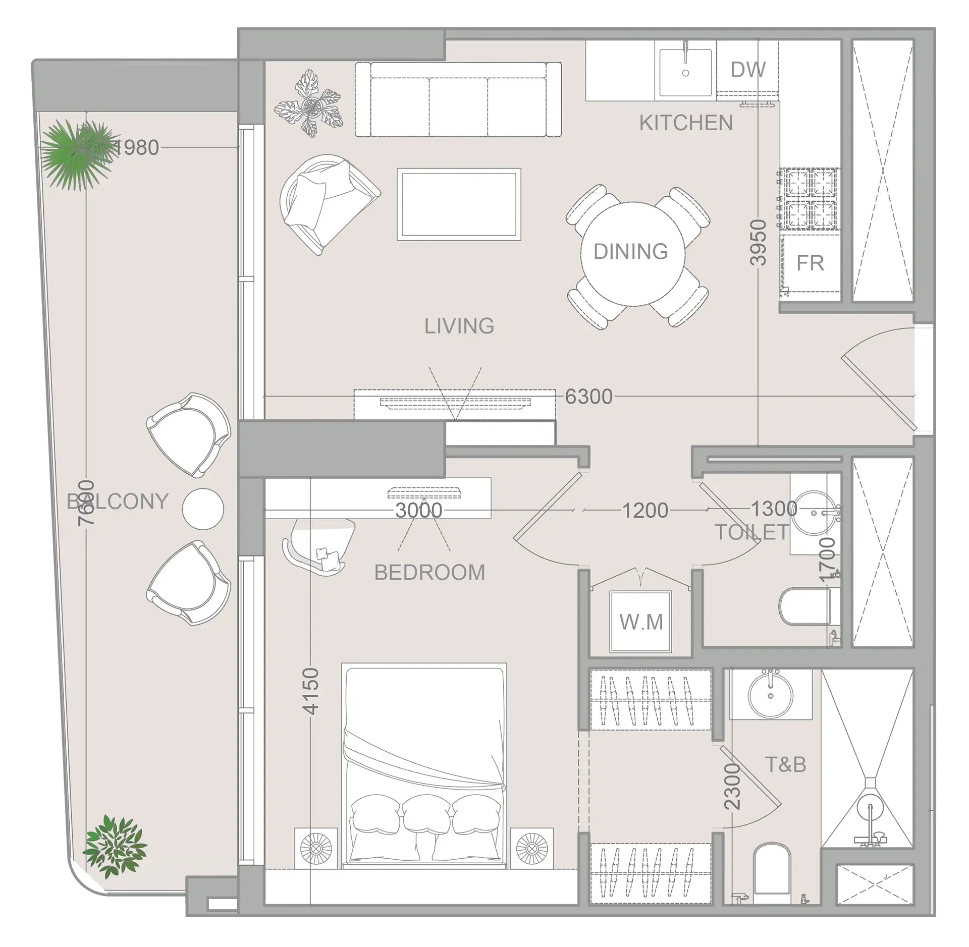 1 bedroom layout