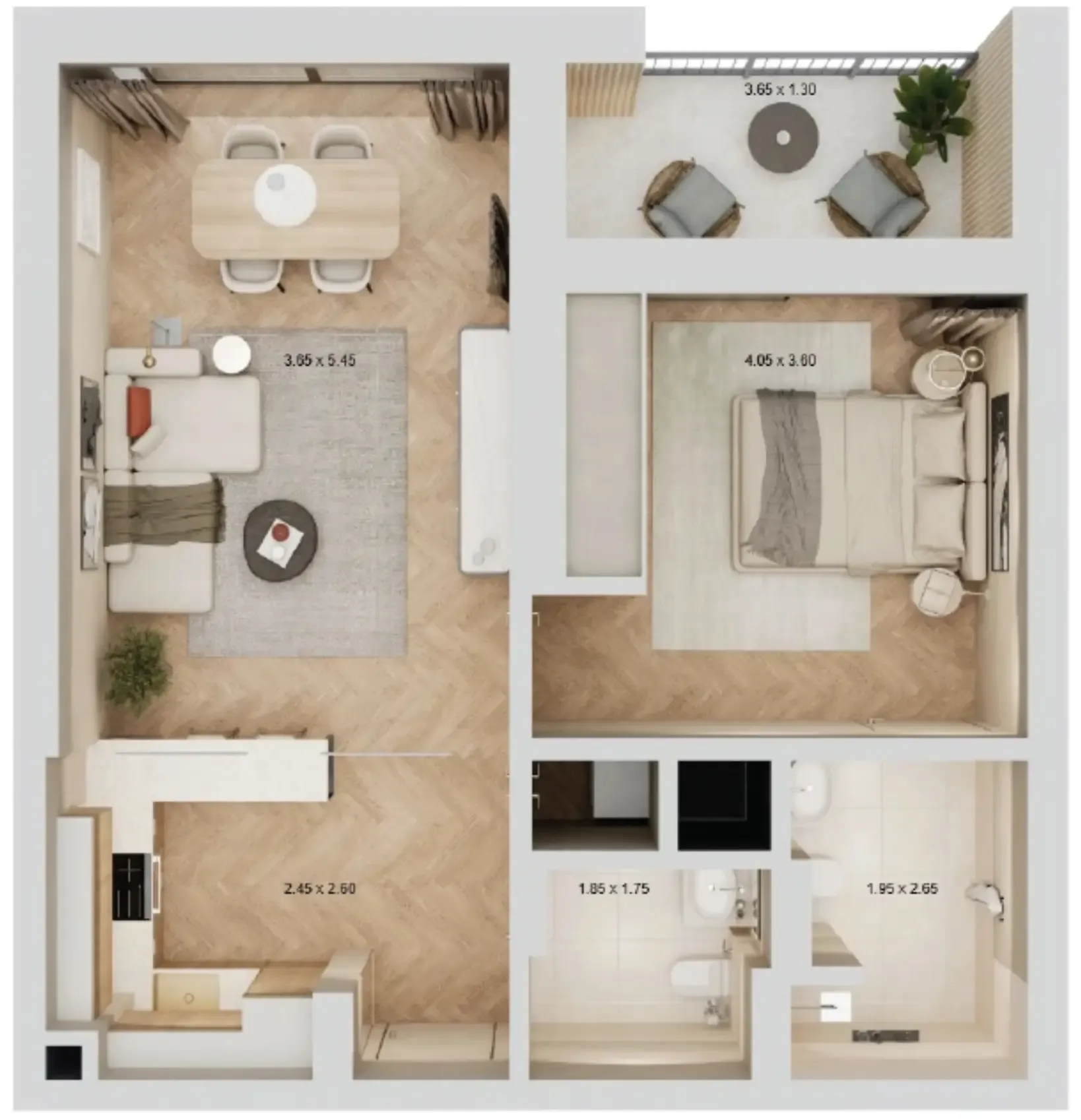 1 bedroom layout