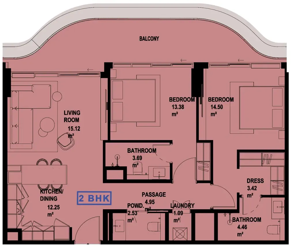2 bedroom layout