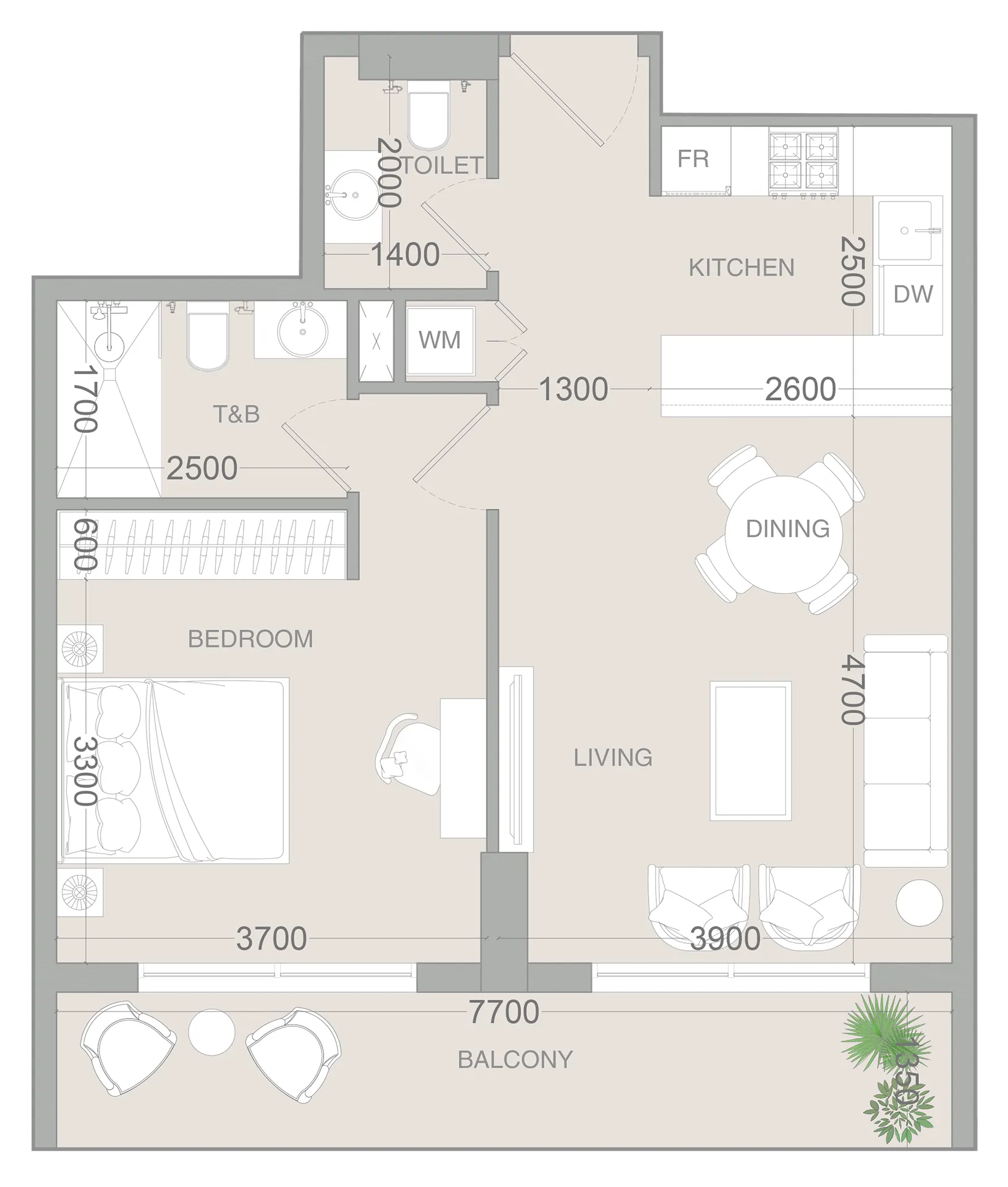 1 bedroom layout