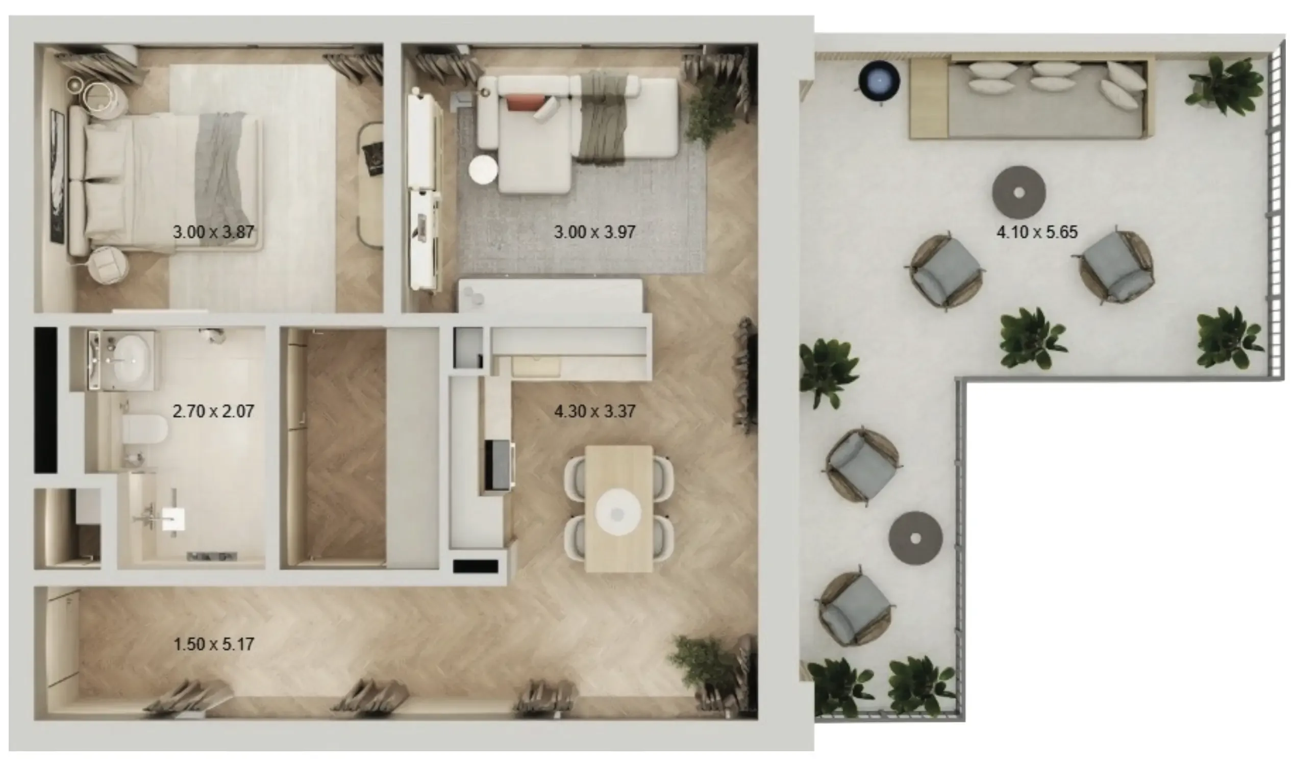 1 bedroom layout