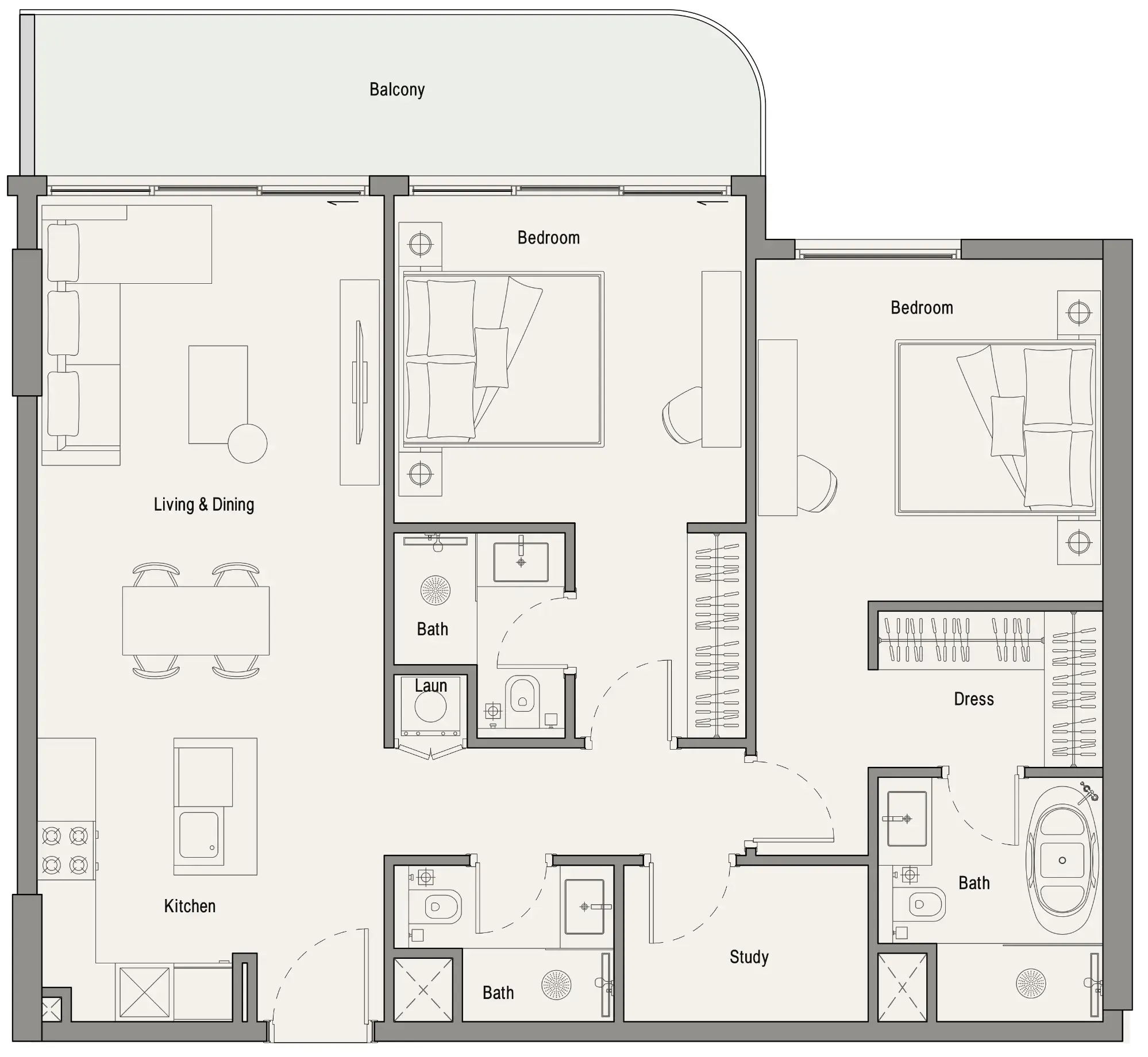 2 bedroom layout