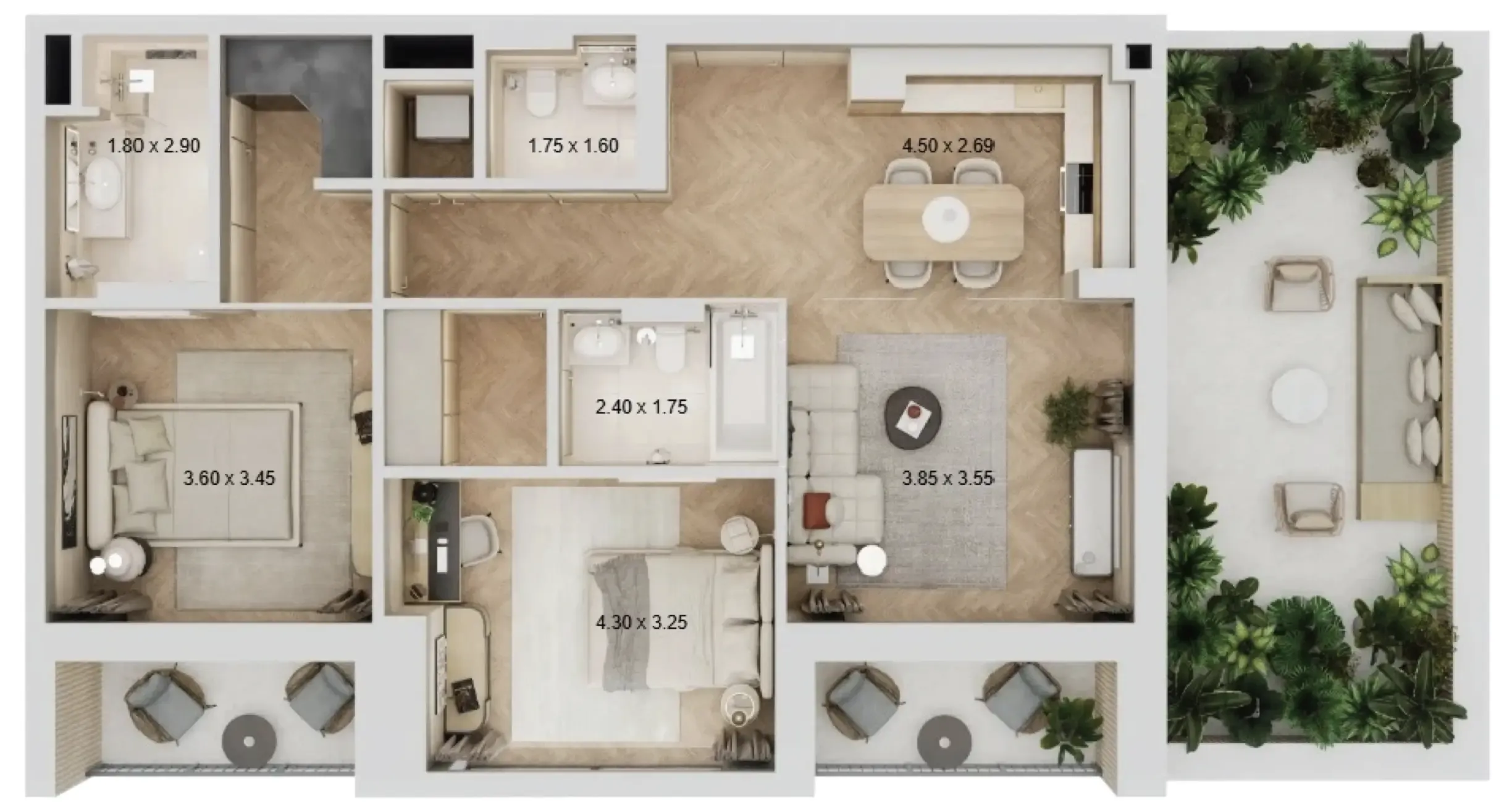 2 bedroom layout