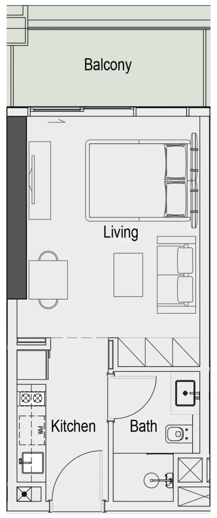 0 bedroom layout