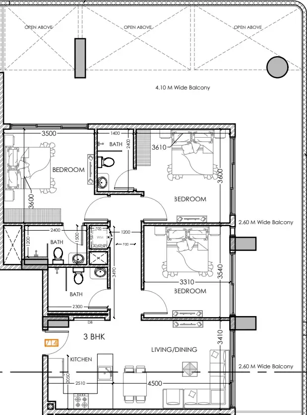 3 bedroom layout