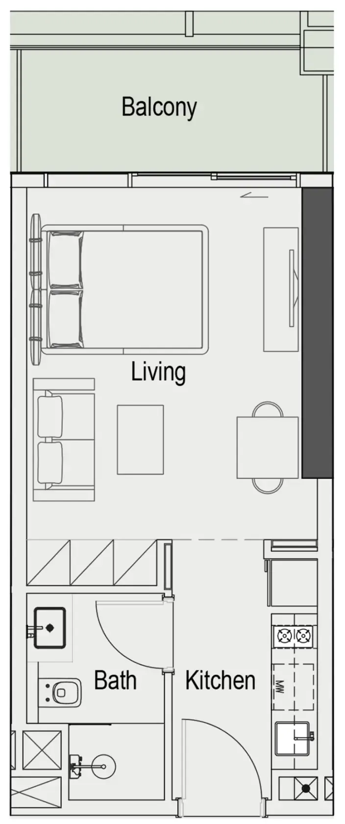 0 bedroom layout
