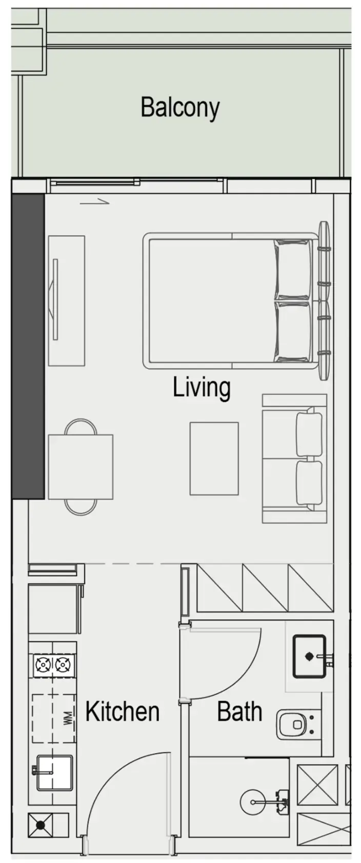 0 bedroom layout