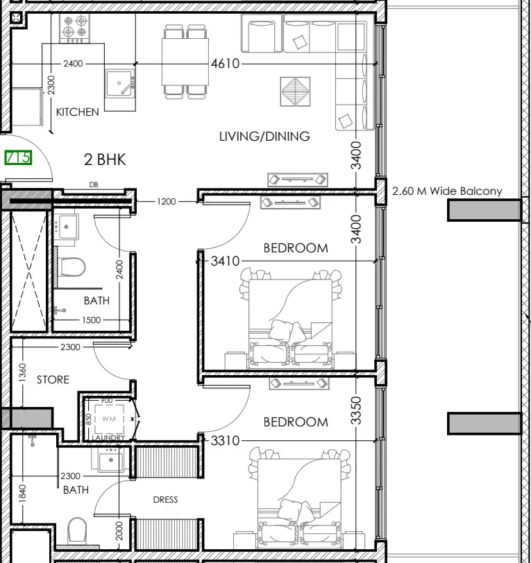 2 bedroom layout