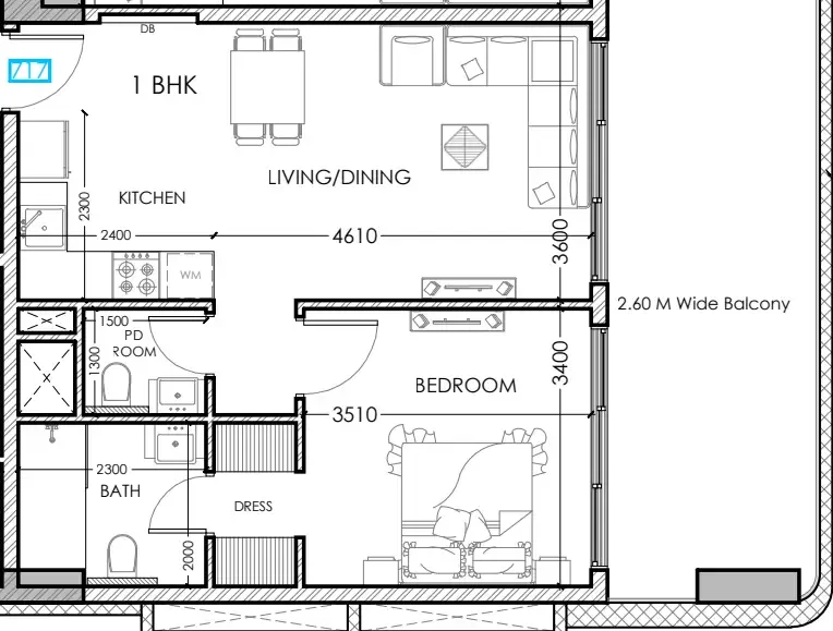 1 bedroom layout