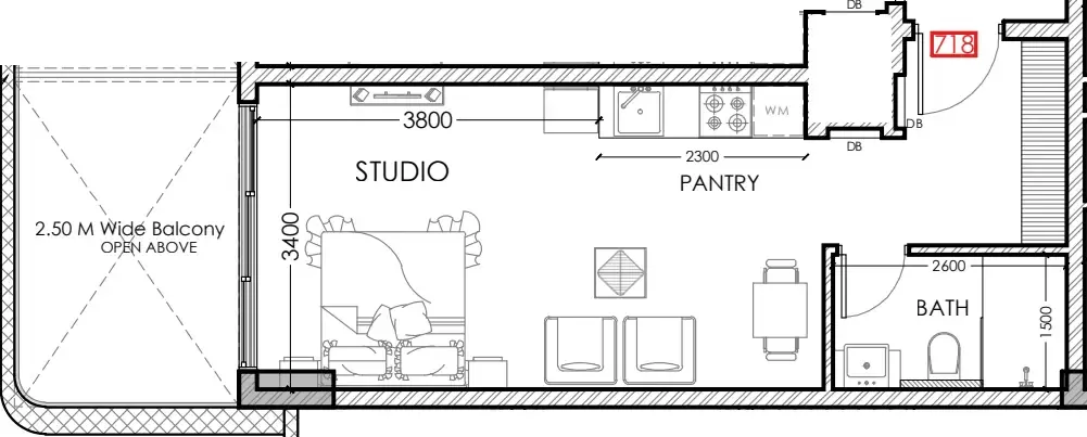 0 bedroom layout