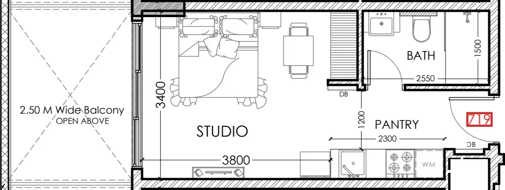 0 bedroom layout