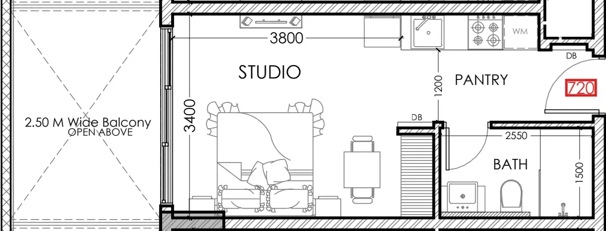 0 bedroom layout