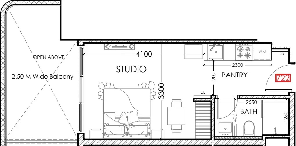 0 bedroom layout