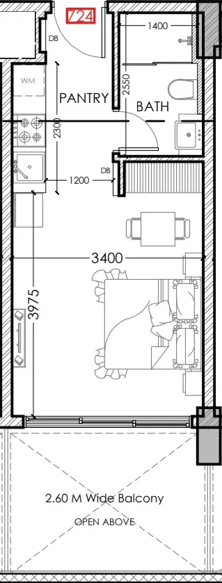0 bedroom layout