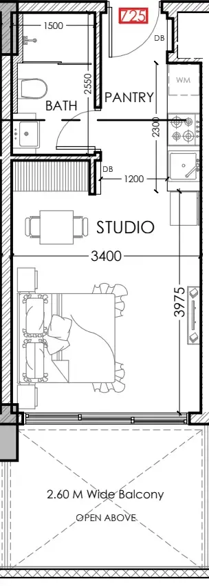 0 bedroom layout