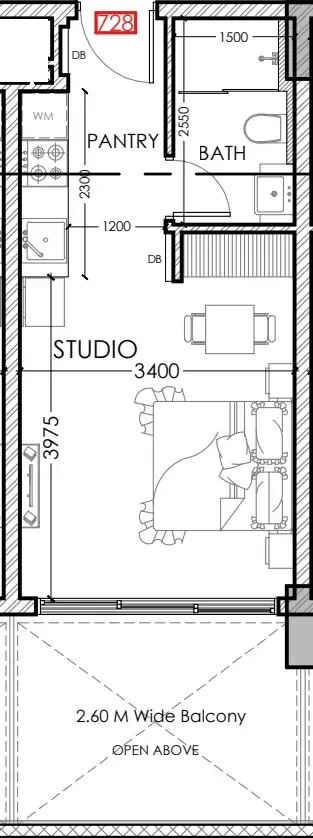 0 bedroom layout
