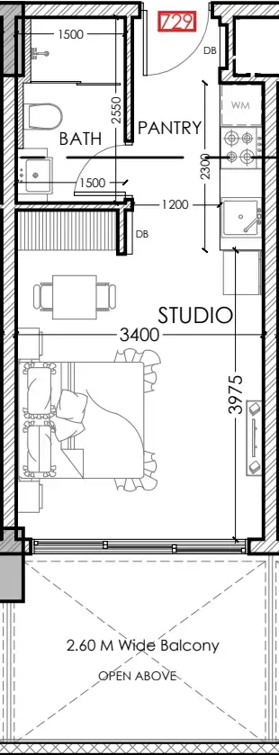 0 bedroom layout