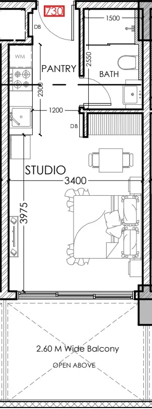 0 bedroom layout
