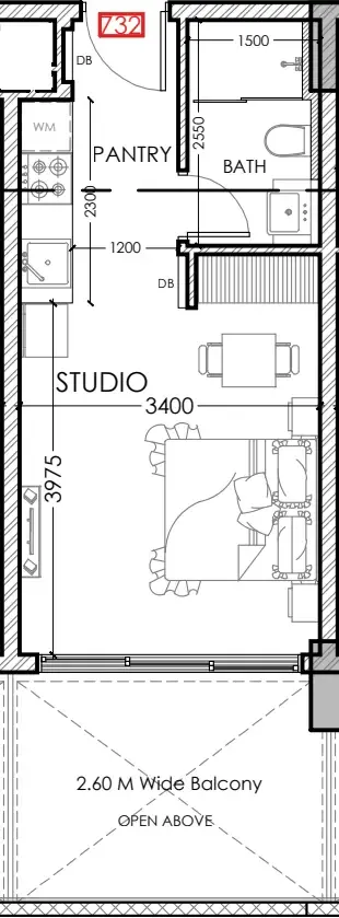 0 bedroom layout