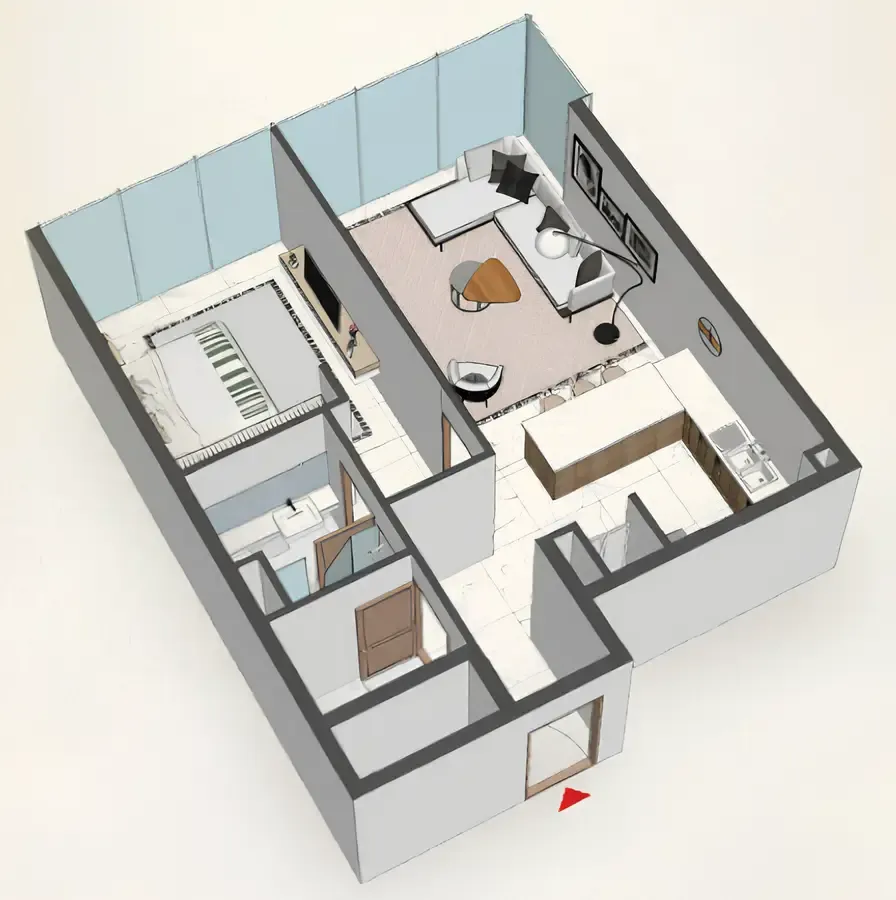 1 bedroom layout