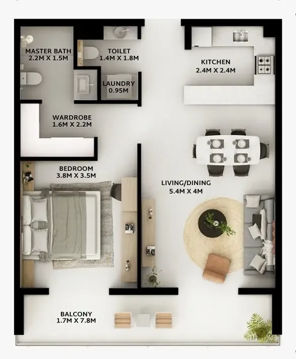 1 bedroom layout