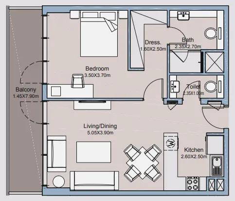 1 bedroom layout