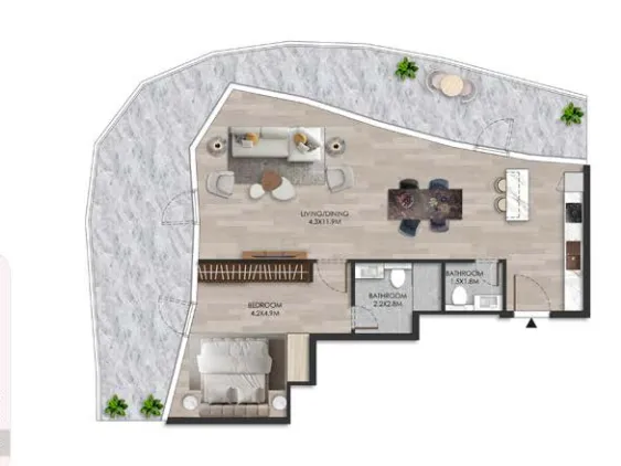 1 bedroom layout