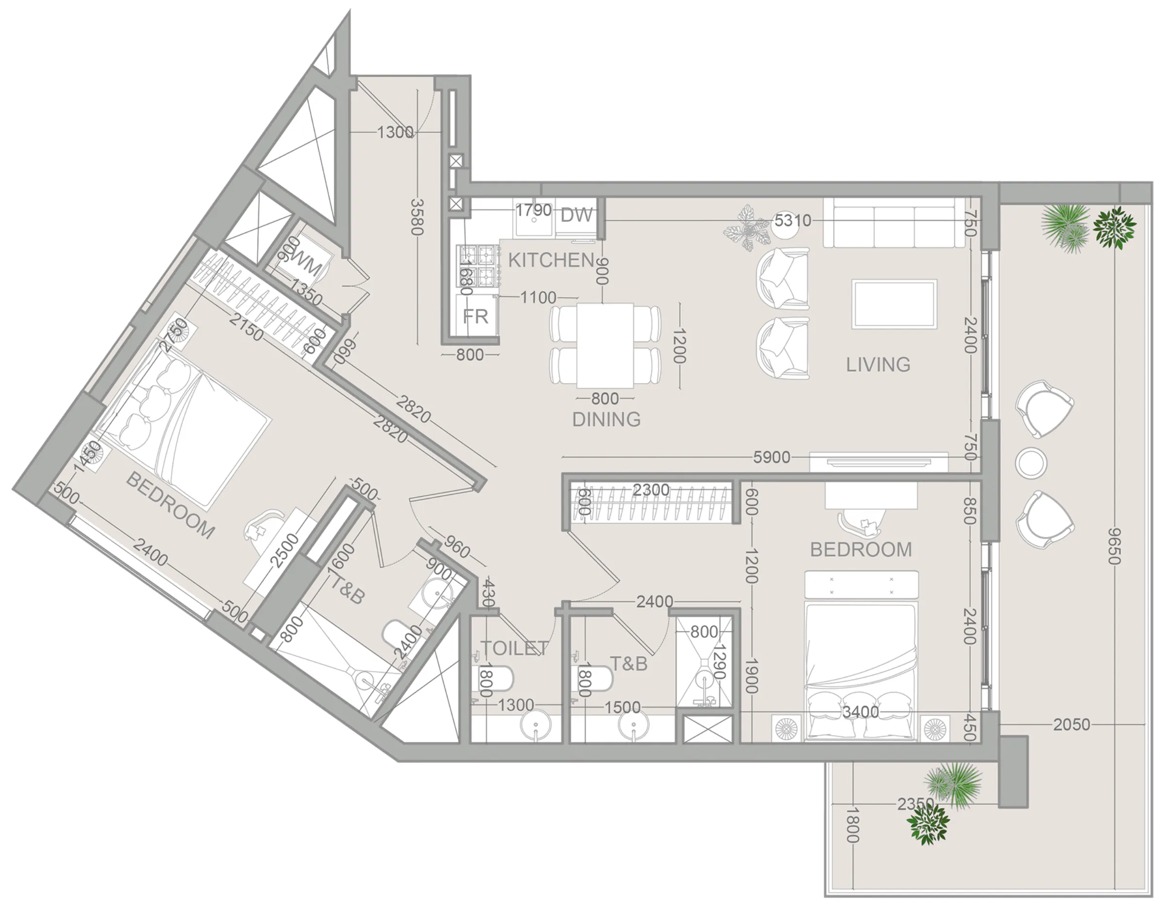 2 bedroom layout