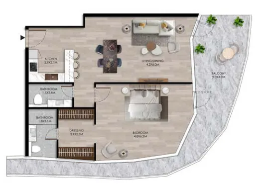 1 bedroom layout