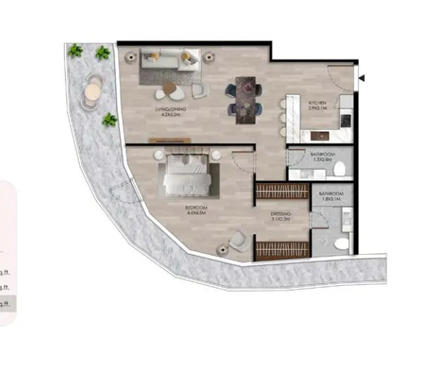 1 bedroom layout
