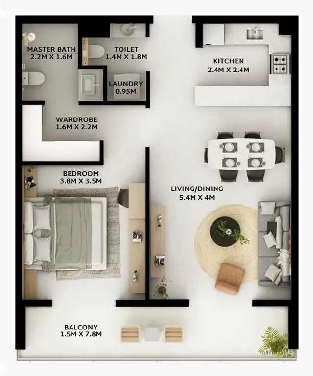 1 bedroom layout